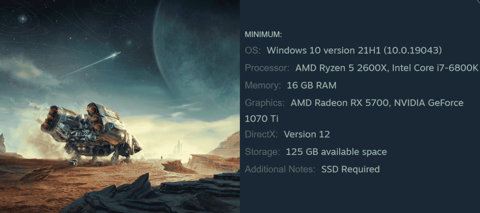 Starfield PC requirements