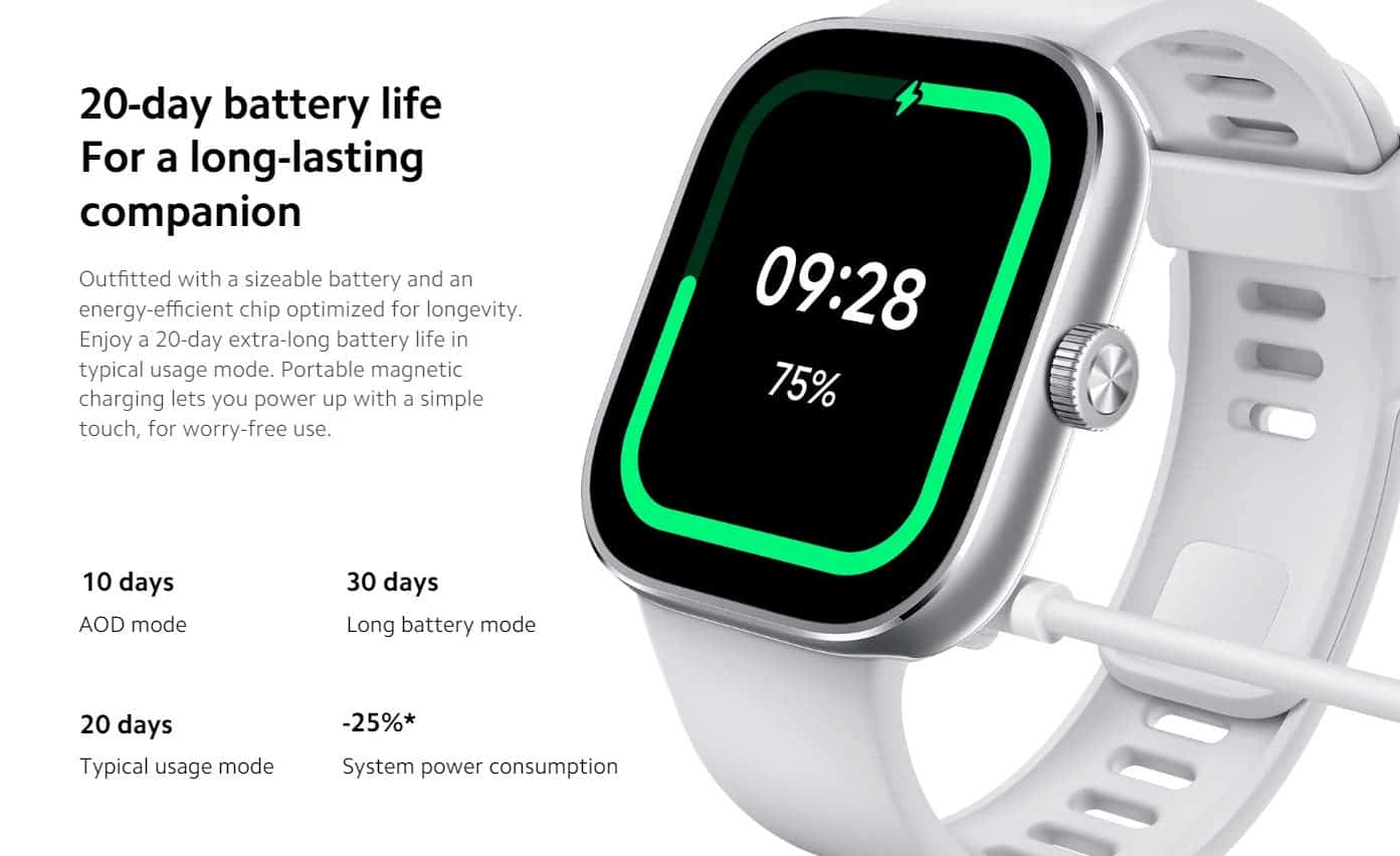 battery life of Redmi Watch 4